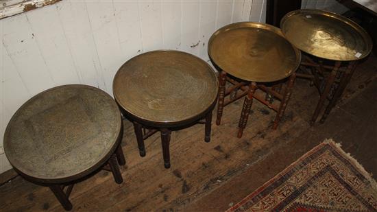 4 Brass tray top tables